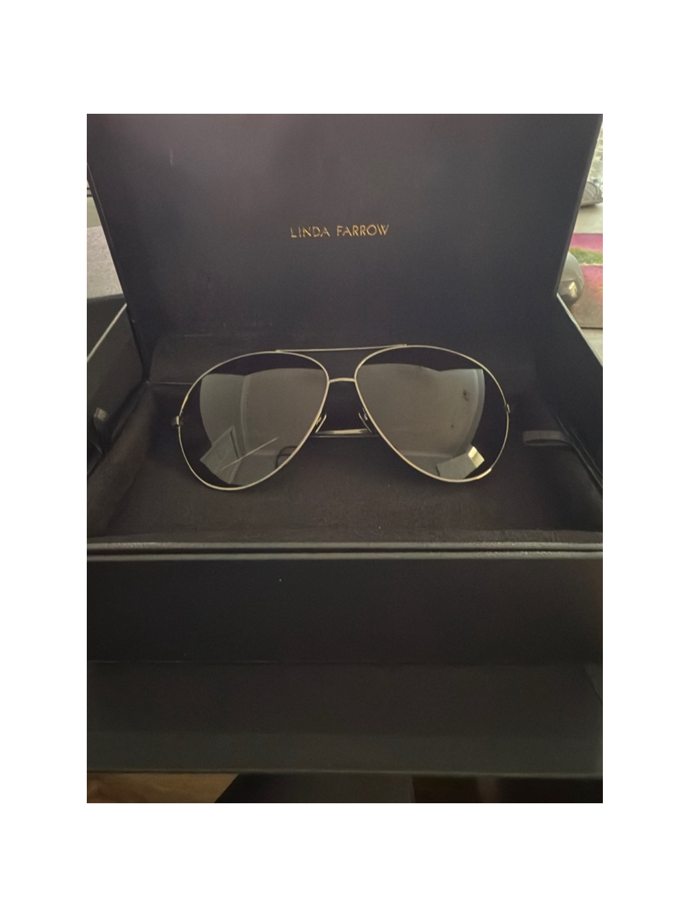 Women's Linda Farrow Sunglasses Silver Aviator LFL/398/4 Titanium
